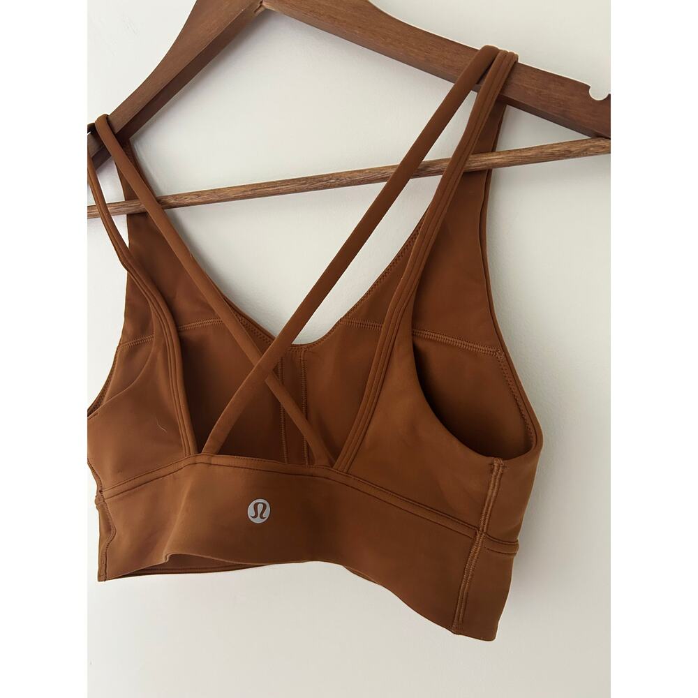 Lululemon In Alignment Longline Sports Bra Light Support B/C Cup Copper Brown 6 - Picture 7 of 7